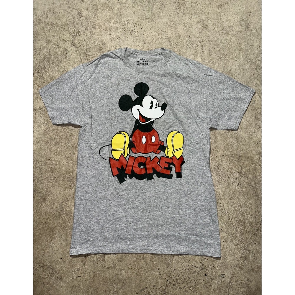 Disney Men's Sz Medium 38 40 Gray Mickey‎ Mouse T-Shirt Cotton Stretch
